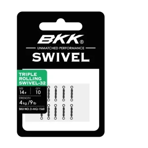 BKK Triple Rolling Swivel‑32 (Brass, Black)