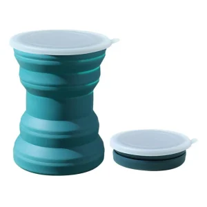 Tragbarer Silikon-Faltbecher mit Lanyard & Deckel (320–350 ml) – hitzebeständig & ultrakompakt